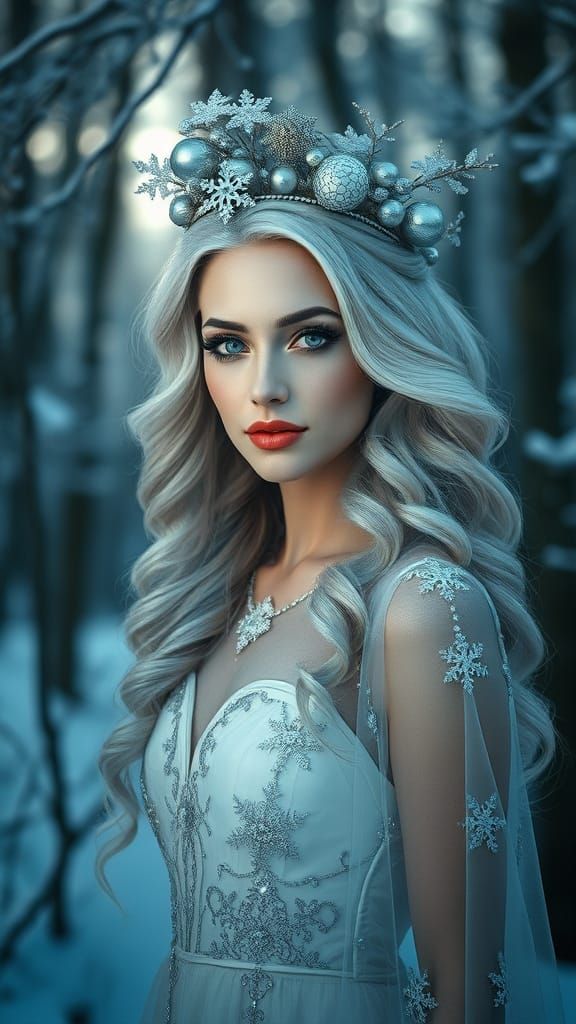 Ethereal Ice Queen Reigns in Winter Wonderland