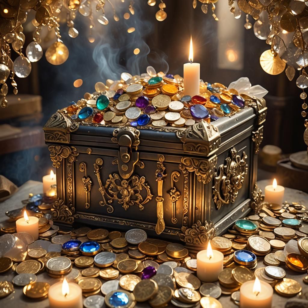 Treasure Chest Radiates Light as French Romanticism Painting