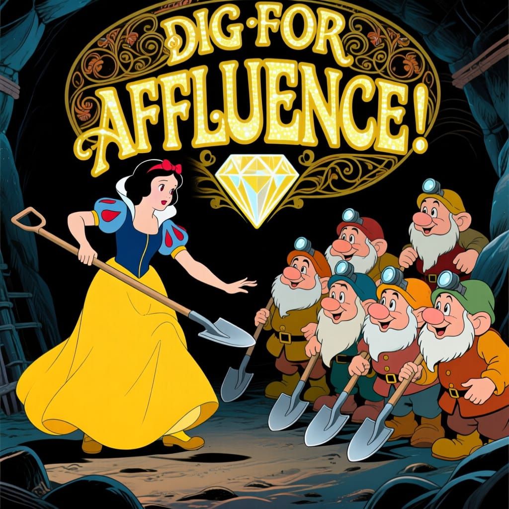 Snow White and Dwarfs in Art Nouveau Style