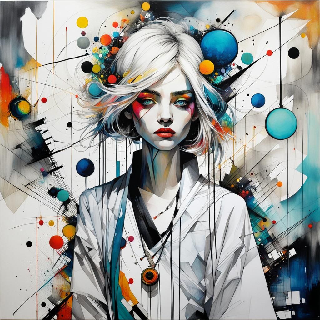 Abstract Art with Complementary Colors and Fine Details