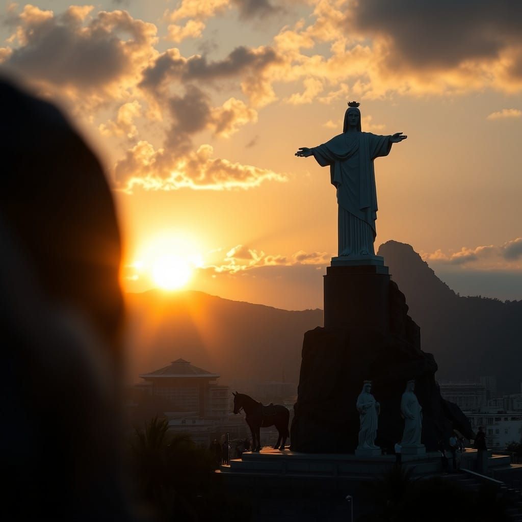 Surreal Sunset Illuminates Rio's Christ Statue in HDR