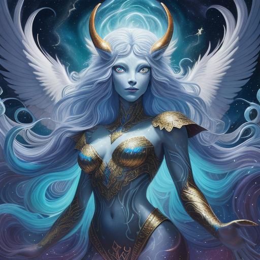 Ethereal Astral Centaur in Gouache Painting