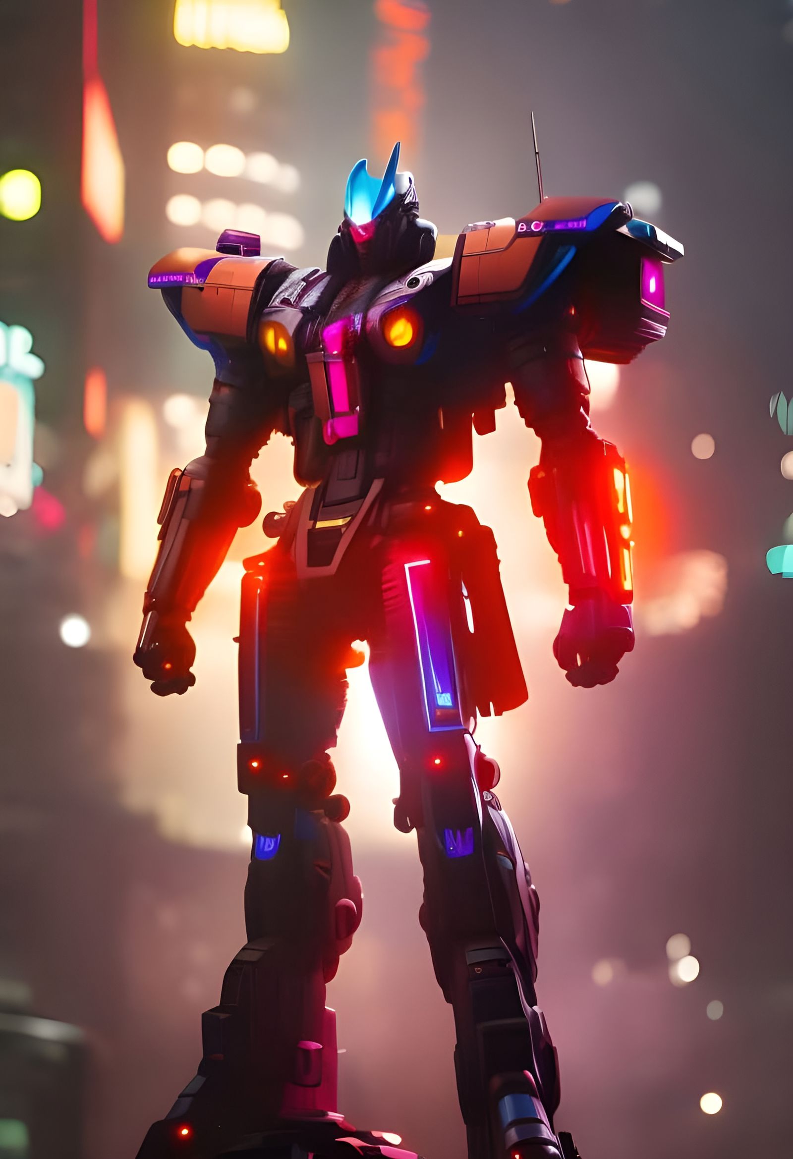 Cyberpunk Mech in Neon Tokyo: Detailed Album Art