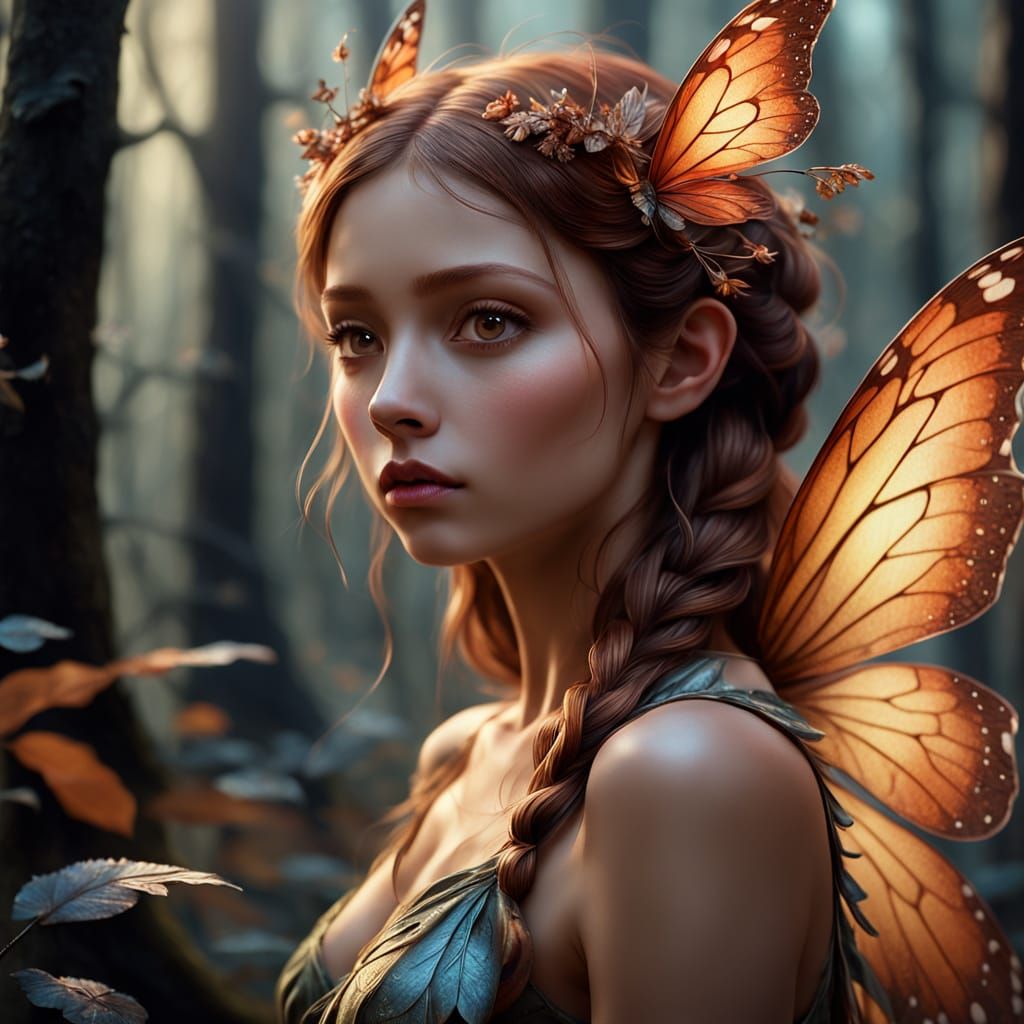 Fantasy Fairy in Mystical Autumn Forest