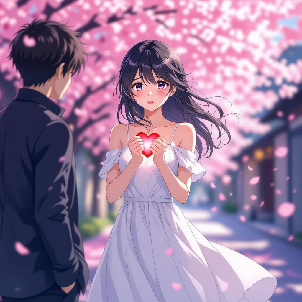 Anime Girl Offers Heart, Ignored by Uncaring Man