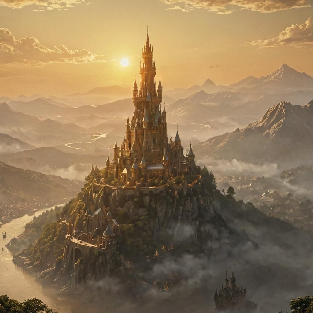 Golden Elven Tower with Intricate Architecture