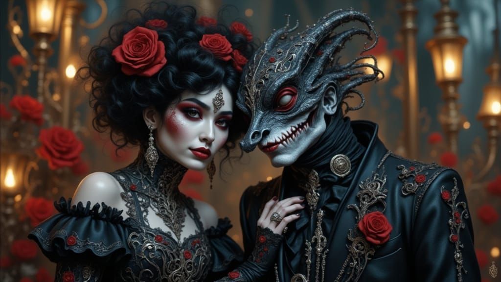 Victorian Couple in Dark Fantasy Portrait