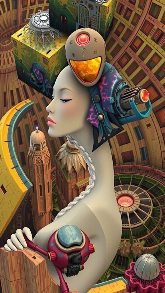 Neon Futuristic Cityscape in High-Tech Style