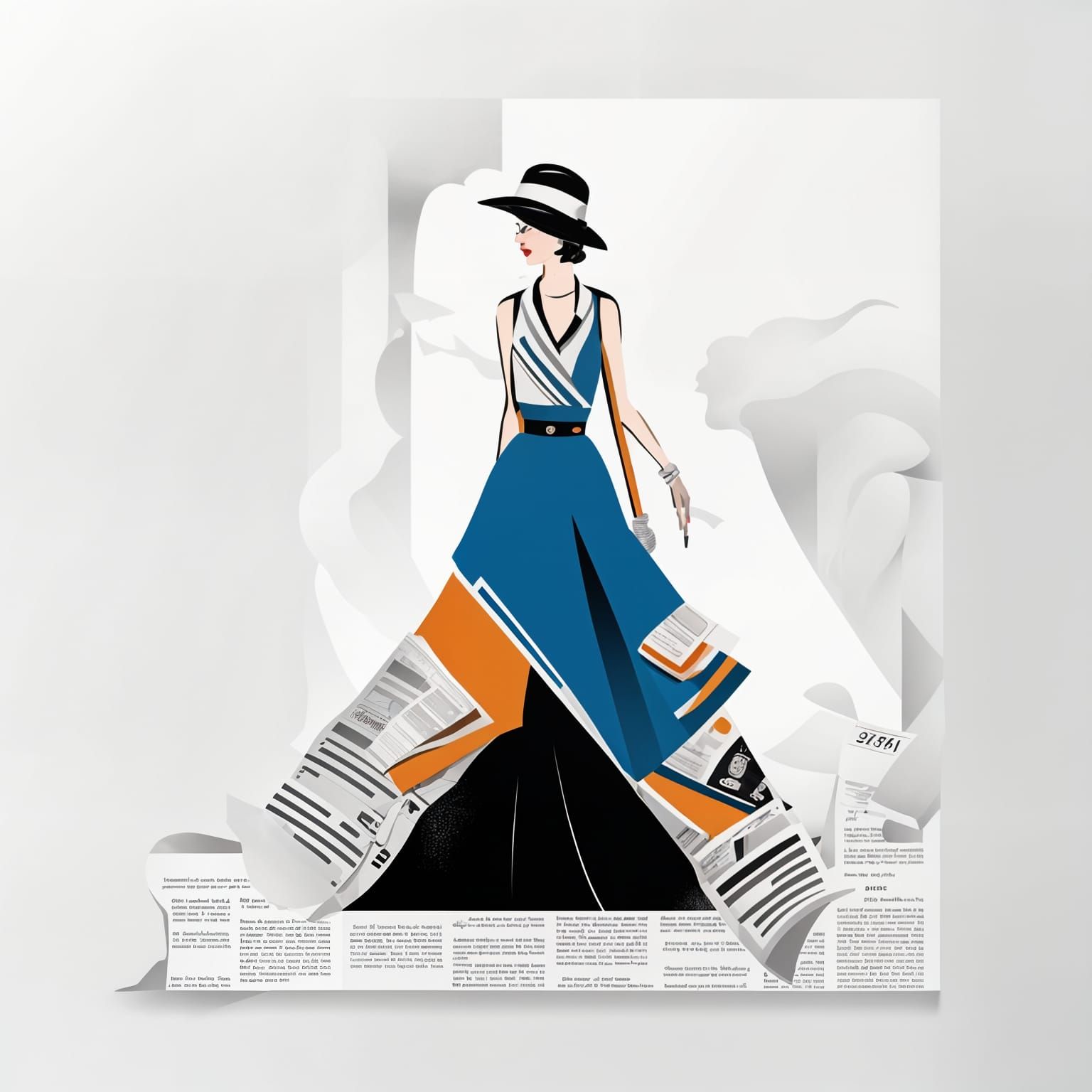 Flapper Era Woman with Newspaper Background