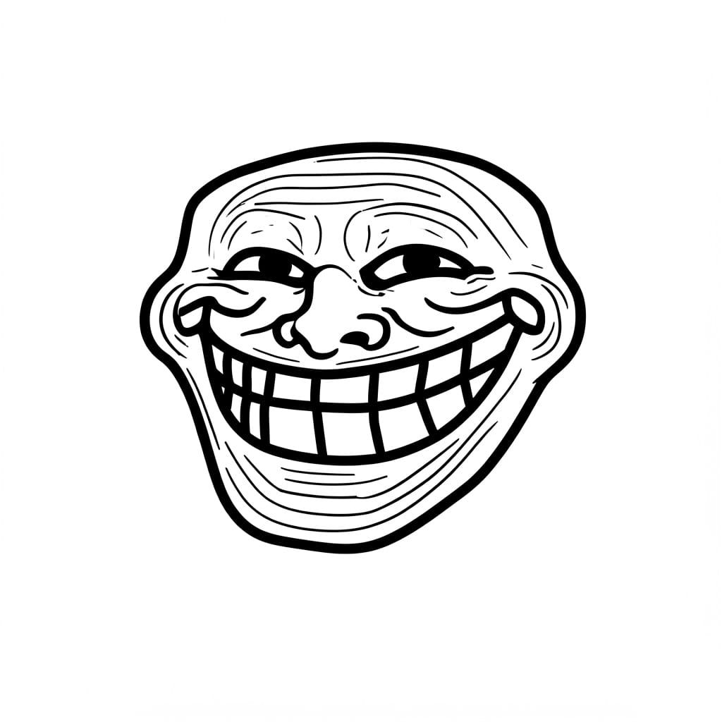 Trollface Meme Character in Minimalist Rage Comic Style