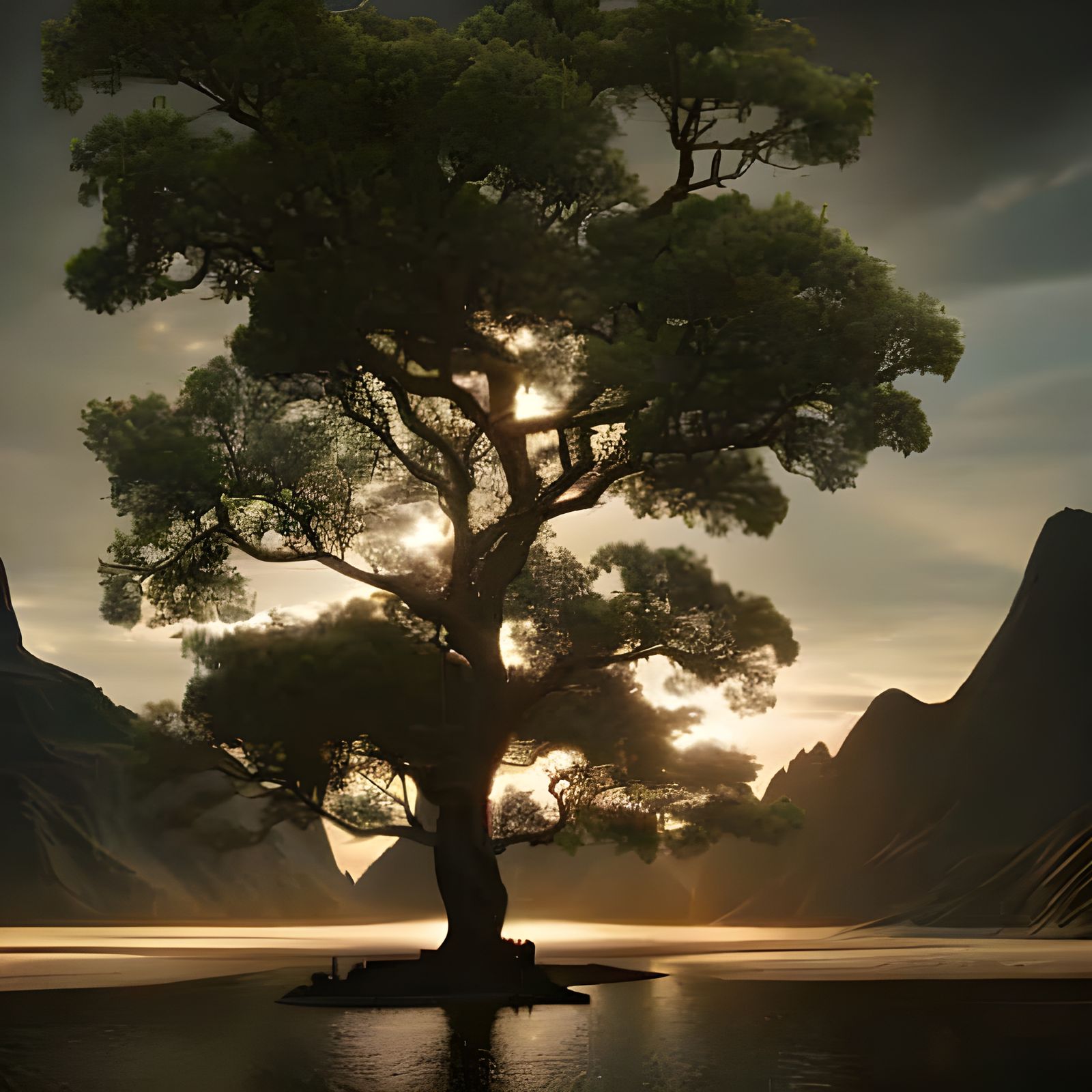 Surreal Dark Fantasy Landscape in Digital Art Style