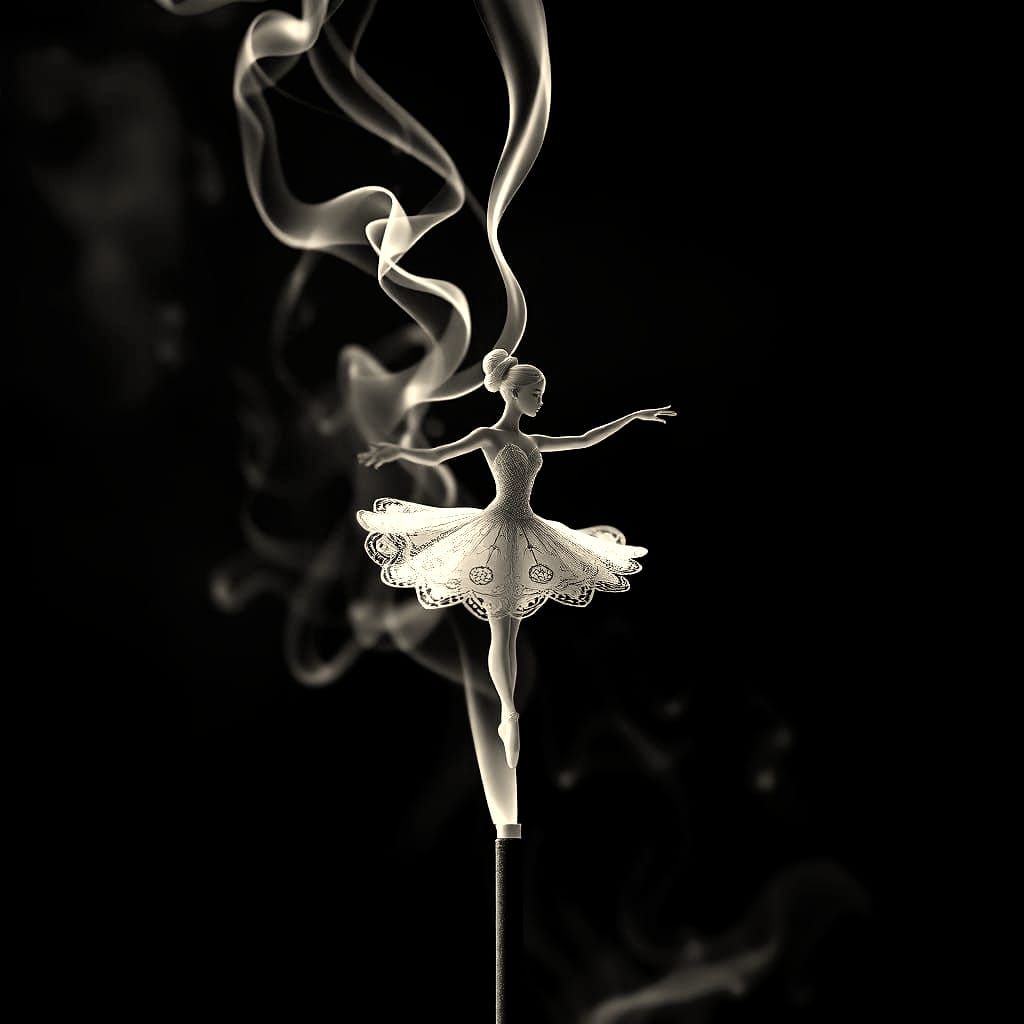 Ballerina Emerge from Incense Smoke in Vivid Fantasy Art