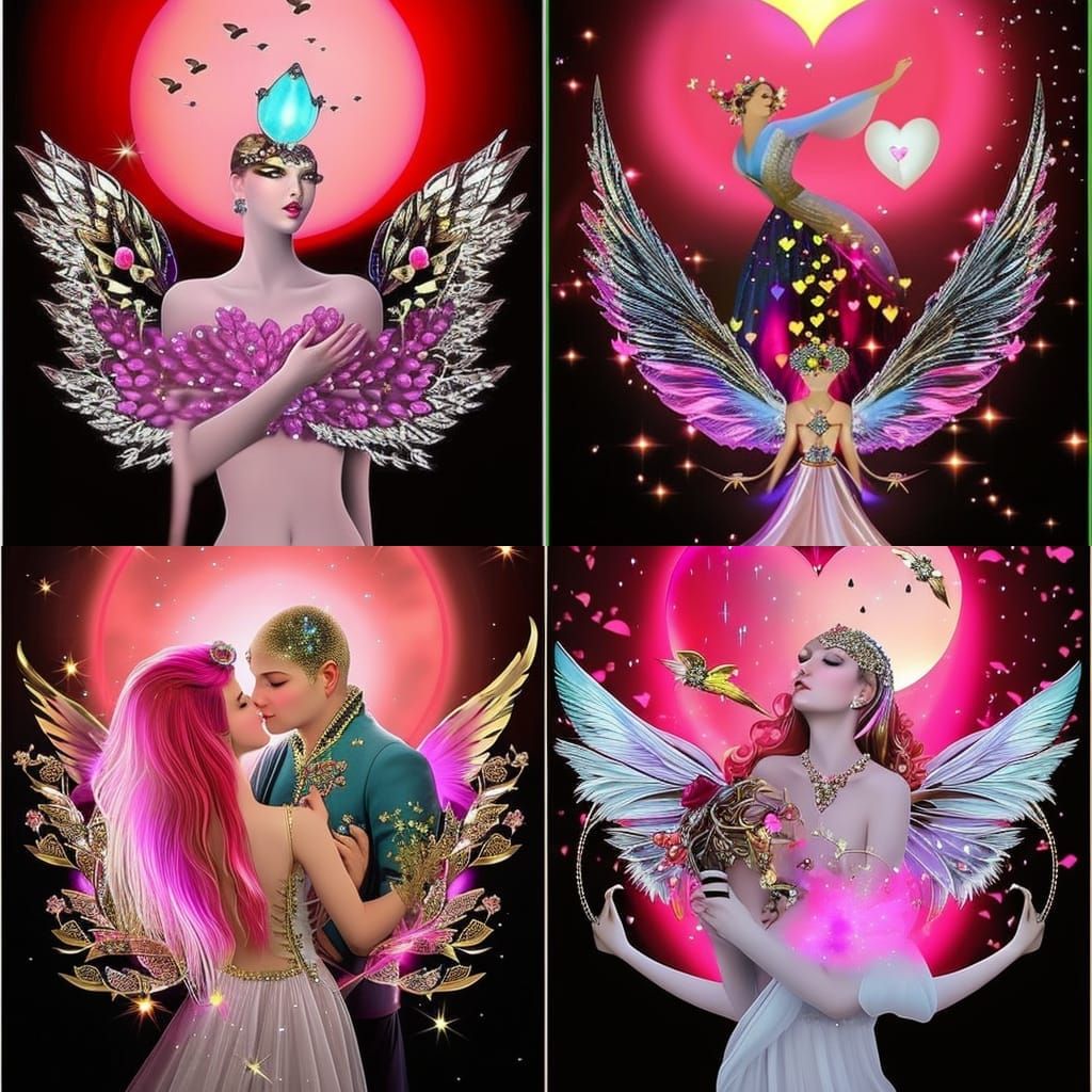 Surreal Woman with Bleeding Heart, Synthwave Style