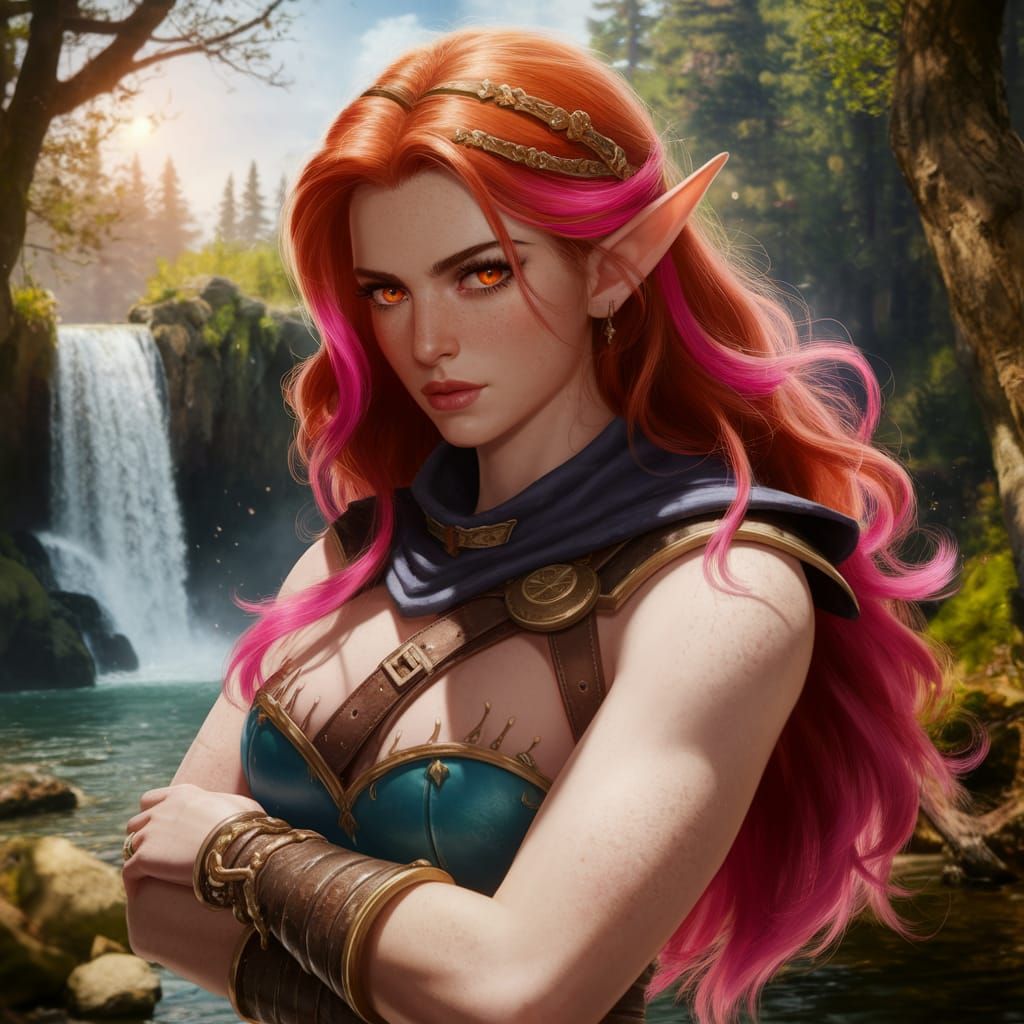 Fiery Elemental Fairy in Mystical Forest