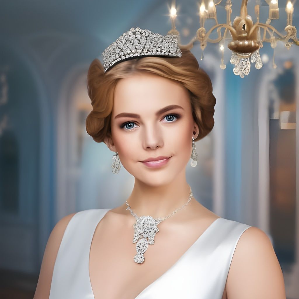 French Princess Portrait with Diamonds and Silk