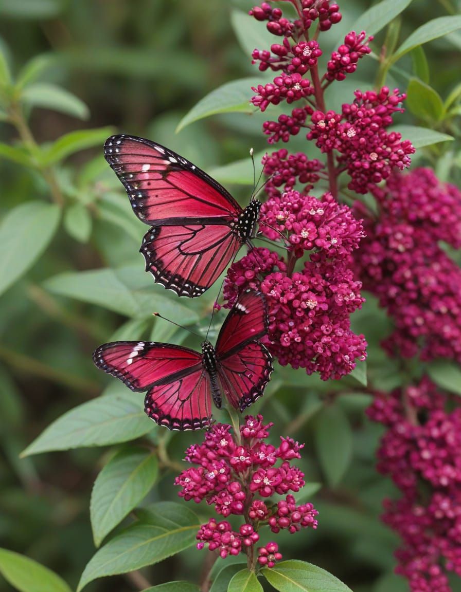 Close-up of a Cranberry Butterfly Bush