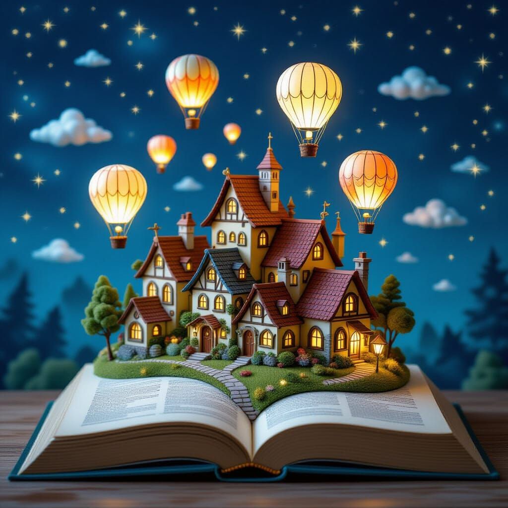 Magical Miniature Village on a Book Page