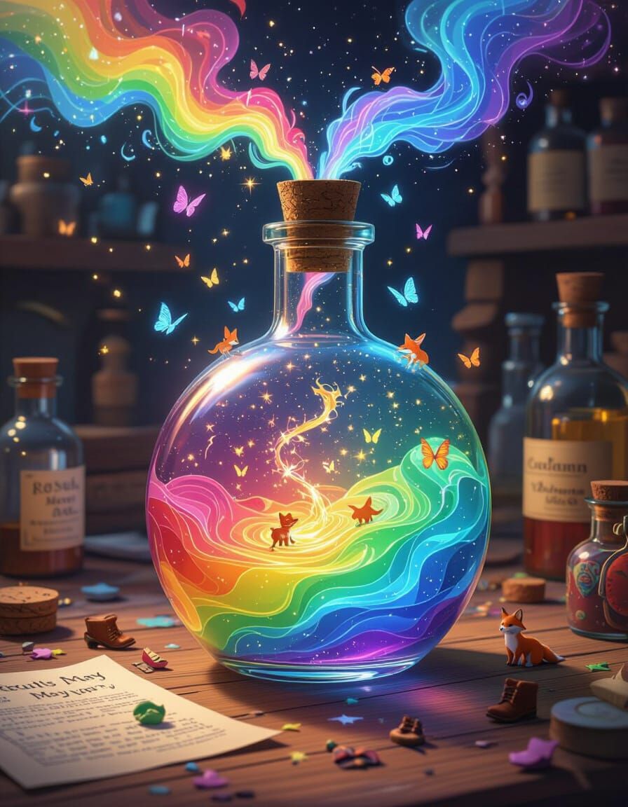 Magical Potion Bottle with Morphing Animal Sparks
