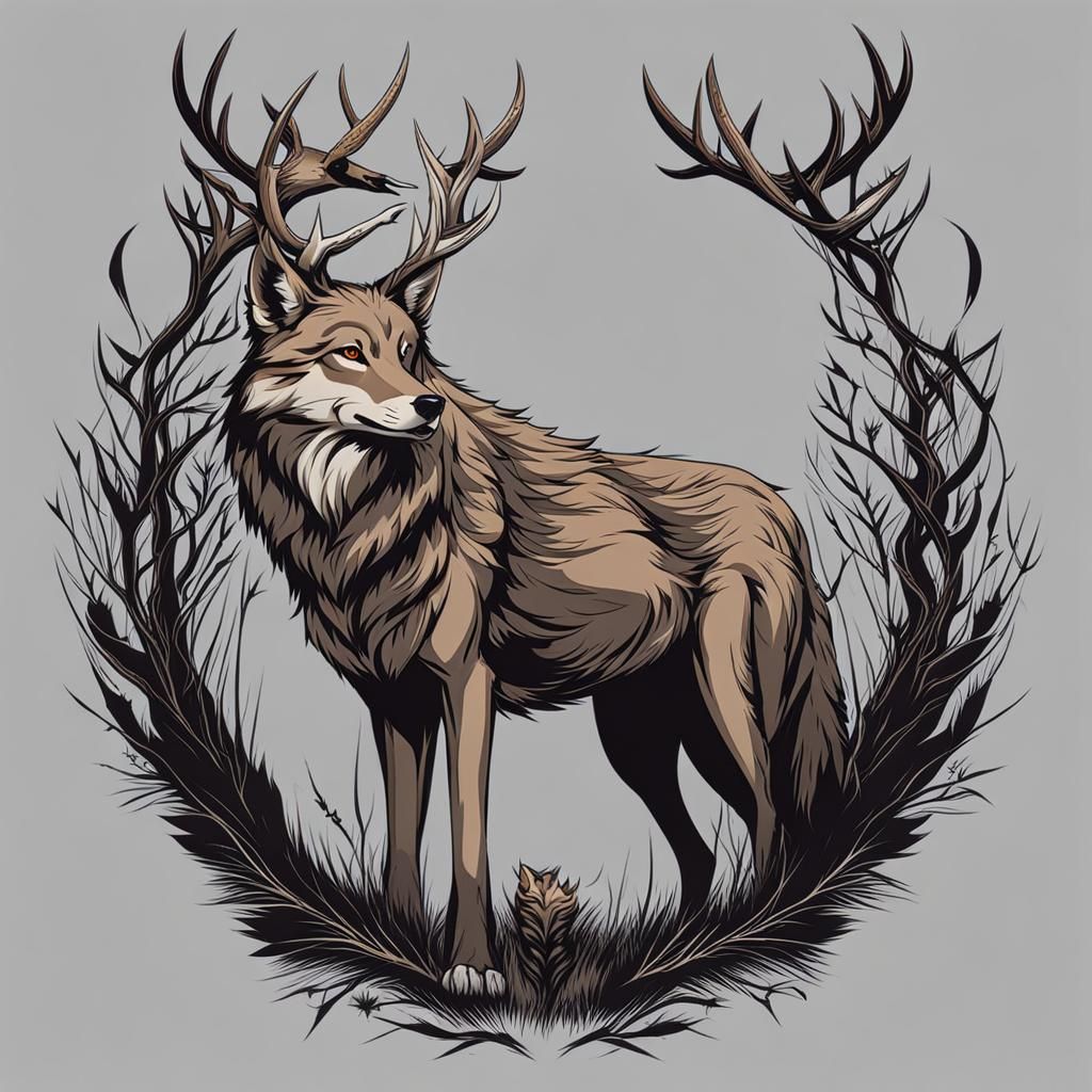 Hybrid Wolf-Deer Creature Concept Art
