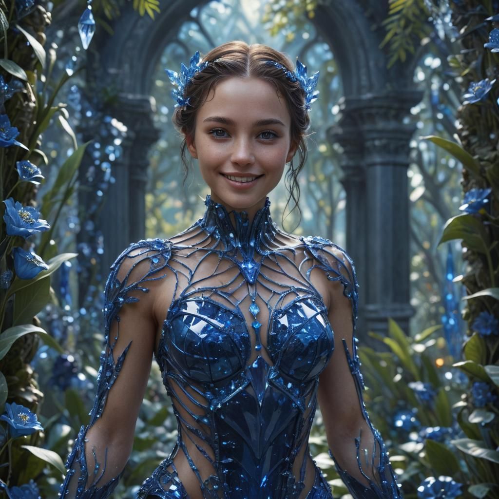 Sapphire Woman in Crystalline Garden