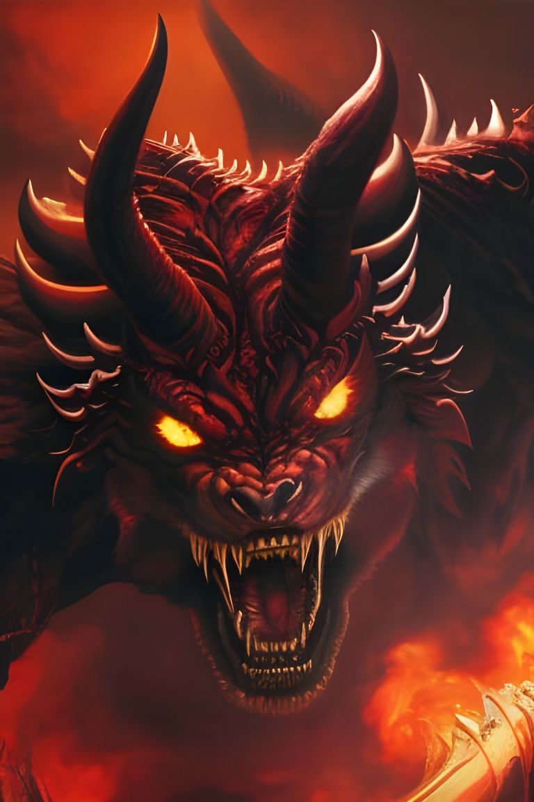 Detailed Portrait of a Fiery Balrog Demon