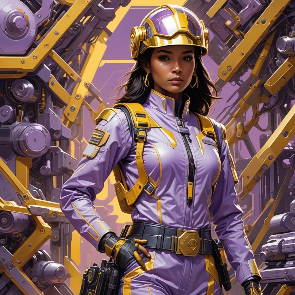 Futuristic Worker in Uniform Inspired by Syd Mead