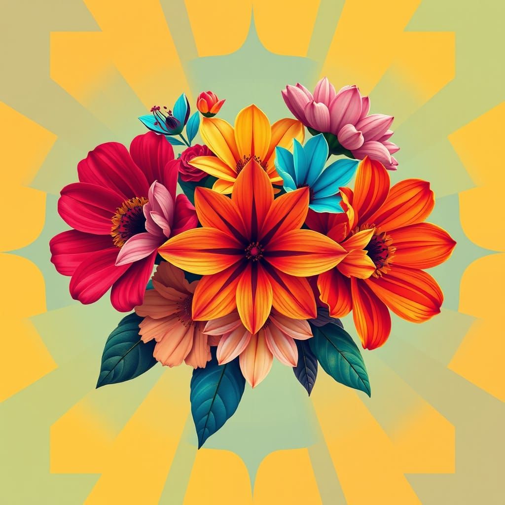 Pop Art Bouquet with Bauhaus Elements