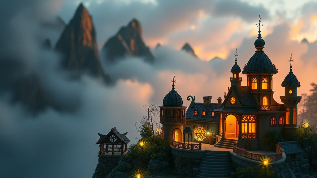 Ethereal Fantasy Landscape with Luminescent Plants