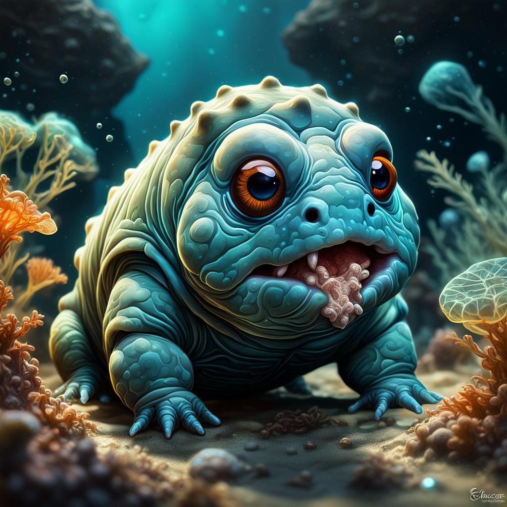 Adorable Baby Tardigrade Munching, Hyperrealistic Close-up
