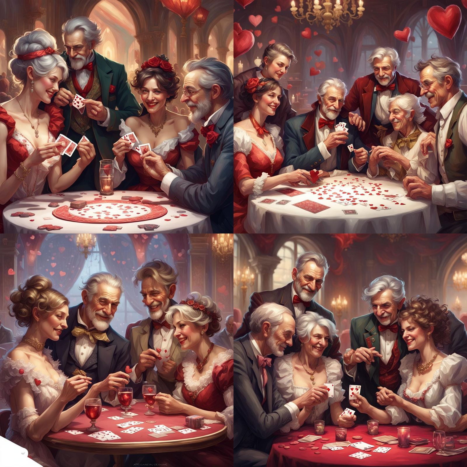 Seniors Enjoying Valentine's Day Card Game