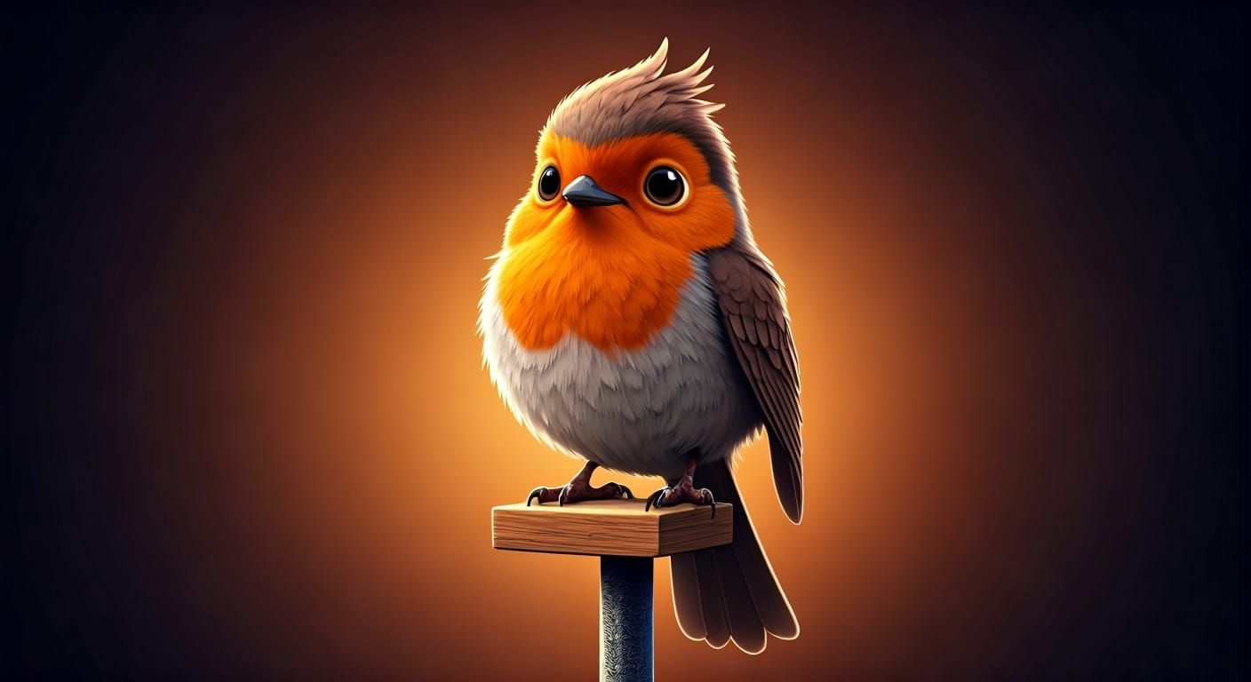 A Robin Redbreast Trying To Win The Heart Of A Lady Robin By...