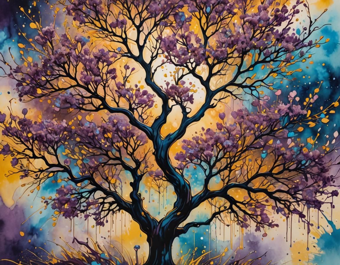 Surreal Hyperdetailed Portrait in Ink Splatter Art