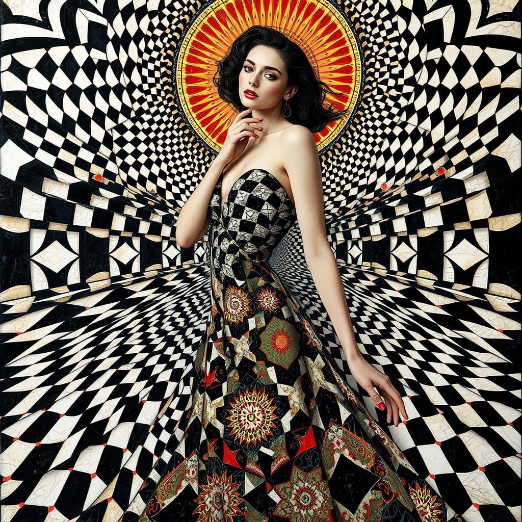 Ethereal Woman: Surreal 3D Collage in Mixed Media