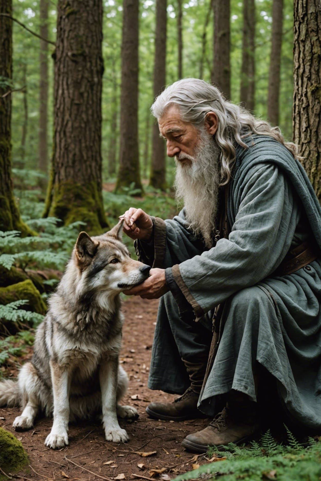 Gandalf and Wolf Pup: A Forest Encounter