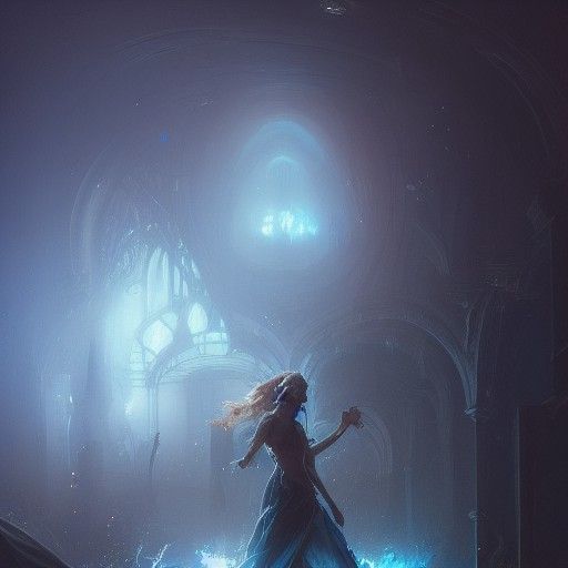 Blue Heart in Magic Bottle, Dark Fantasy Art