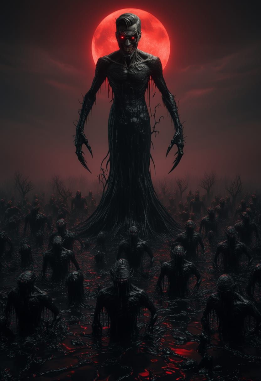 Terrifying Inky Horror Forest Scene