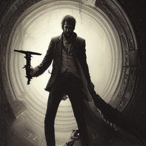 John Constantine with Holy Shotgun in Horror Style