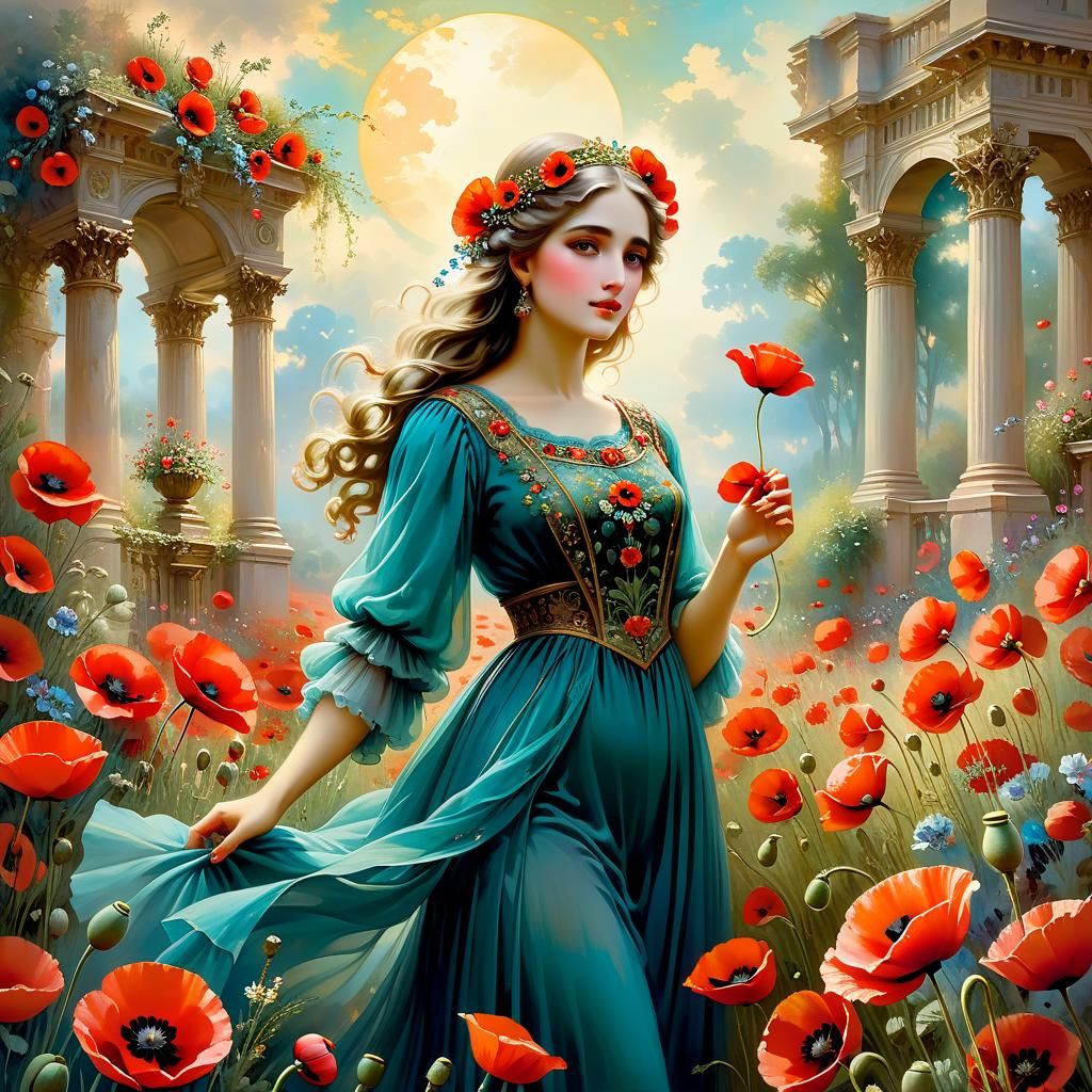"Girl  with poppies"