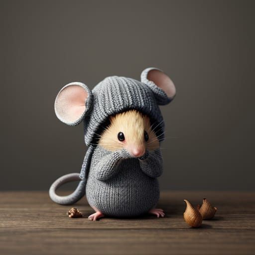 Mouse in Acorn Hat: Detailed 3D Anime Art