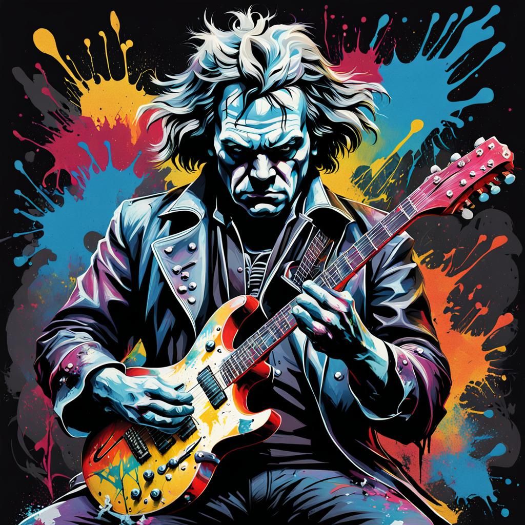 Beethoven as Metalhead in Graffiti Street Art