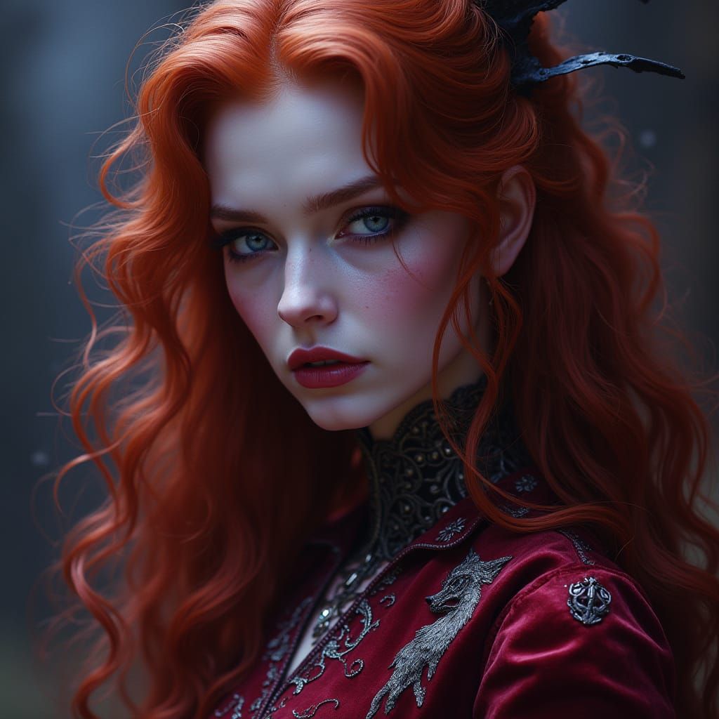 Vampire Queen Portrait in Dark Fantasy Style