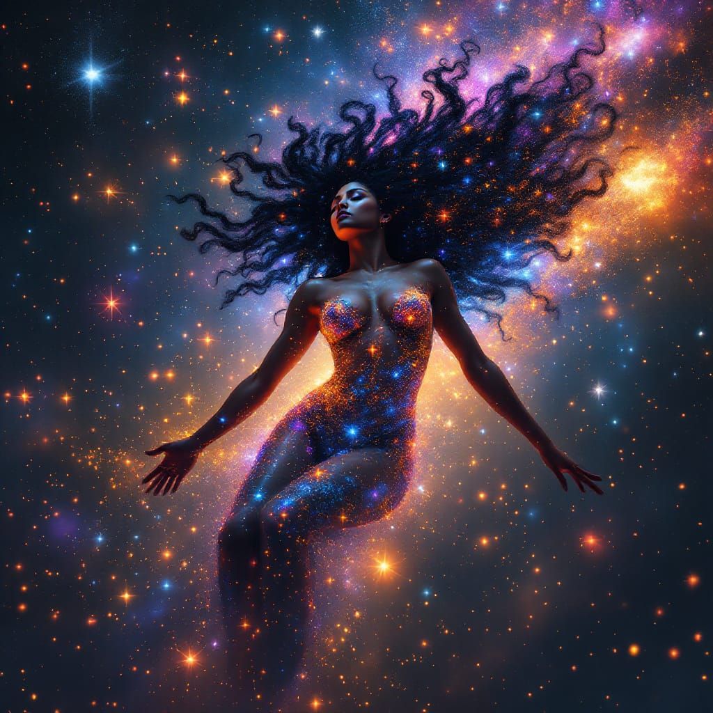 Mayan Woman Made of Stars: Fantasy Concept Art