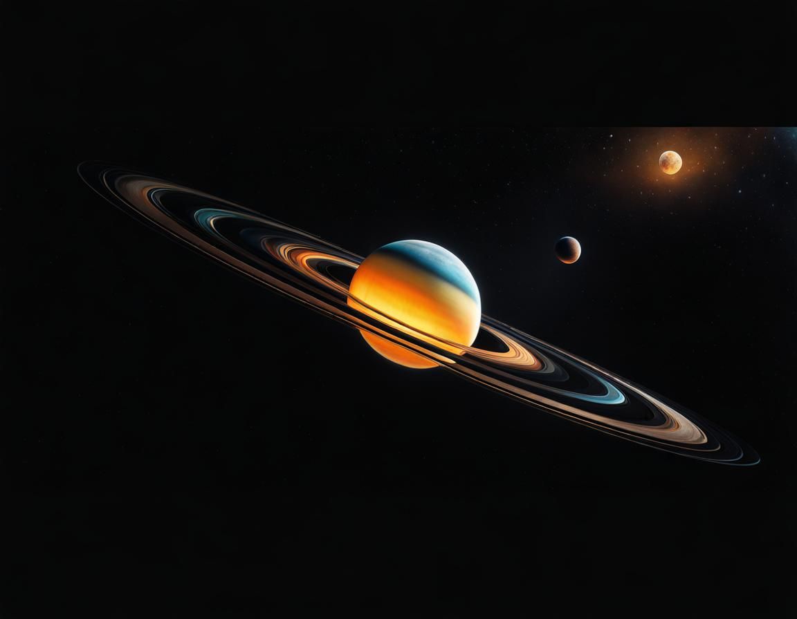 Abstract Planet with Rings: Hyperrealistic Matte Painting