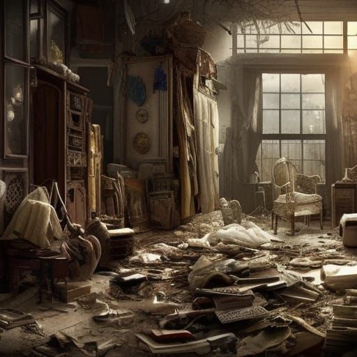 Cluttered Hoarder's Home: A Maximalist Digital Painting