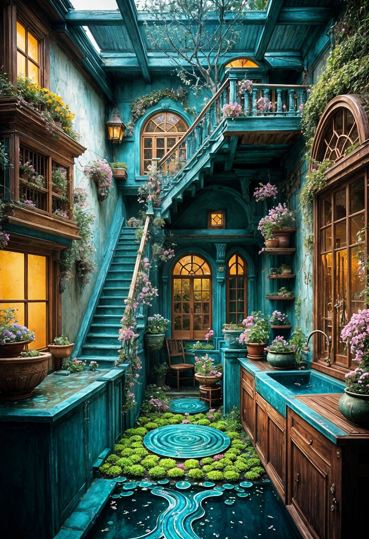 Victorian Fairy House Inside Bonsai Tree