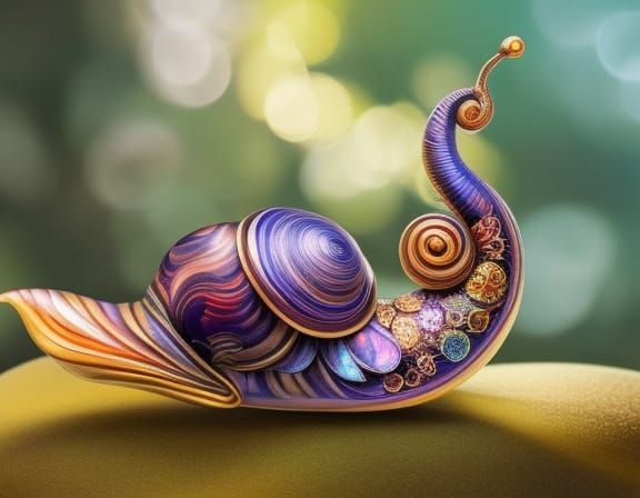 Intricate Magical Snail Collage with Embellished Details