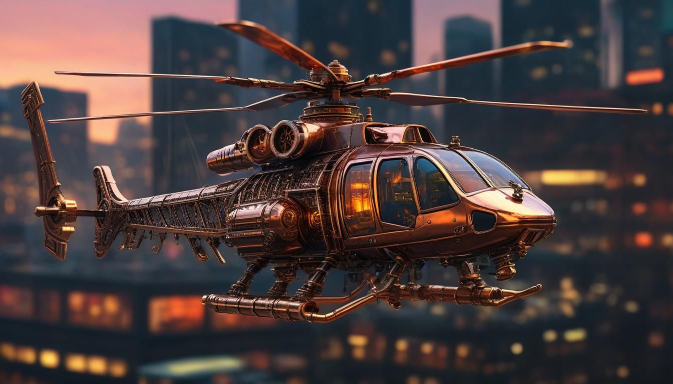 Steampunk Helicopter with Missiles: 3D Hyperrealistic Concep...