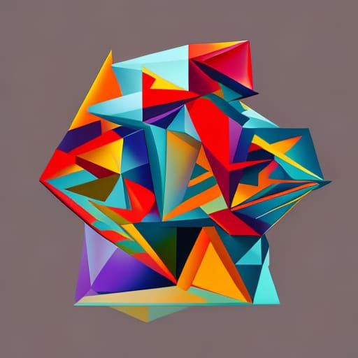 Dinosaur Mouse Hybrid in Geometric Cubist Style