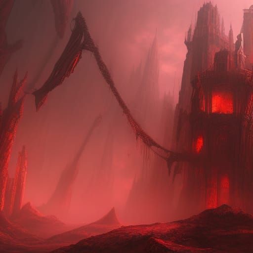 Fantastical Red Death Matte Painting in Deep Color