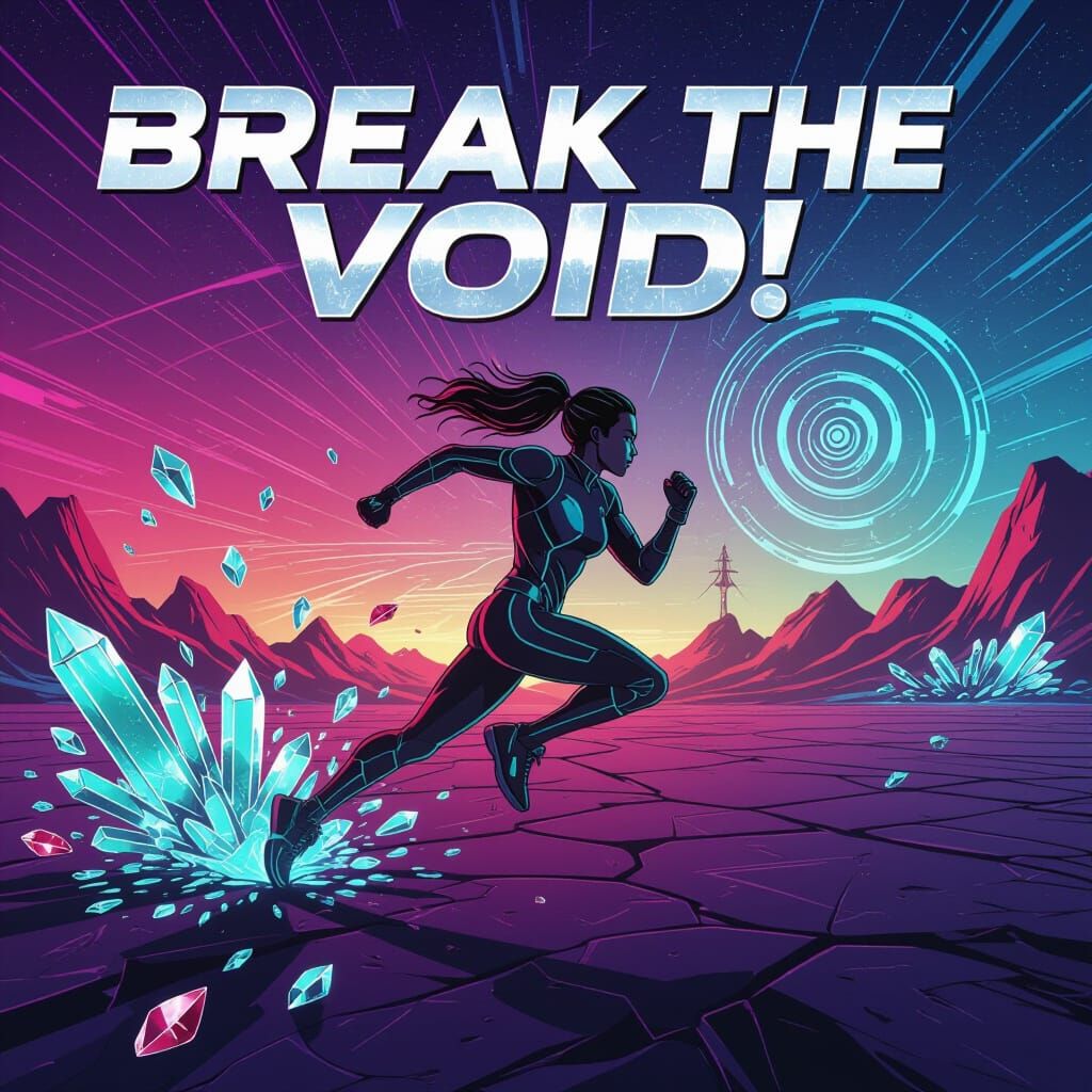 Sprinter Silhouette Shattering Crystals in Comic Book Style